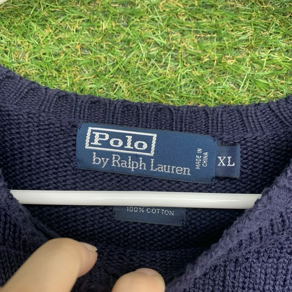 Polo Ralph Lauren Crewneck Sweatshirt Mens XL Blue Fade Pony Sweater 90s Y2K